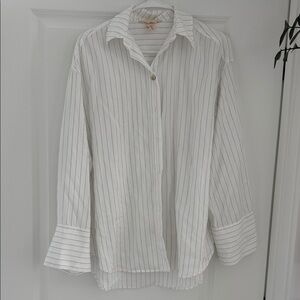 H&M White Striped Button Down Shirt